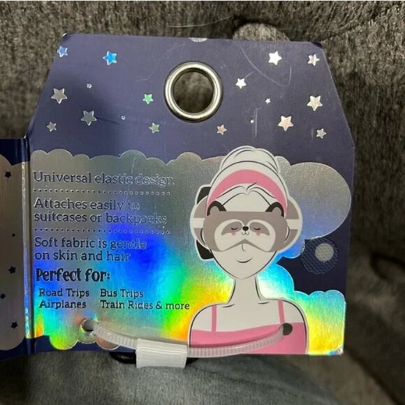 Raccoon 2-in-1 Gray Soft Plush Travel Pillow - Picture 4 of 4